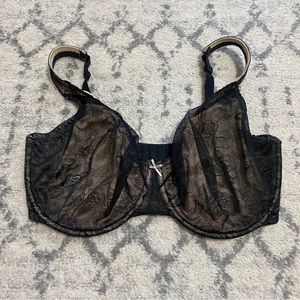 Cacique black lace underwire balconette bra size 38I